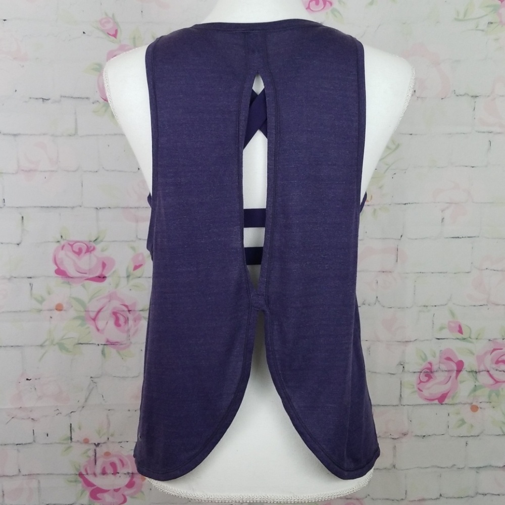 Lululemon deep purple open back bra tank layered 8